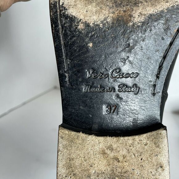 Golden Goose Deluxe Black Studded Buckle Strap Knee High Riding Boots Size 37 - Picture 10 of 12